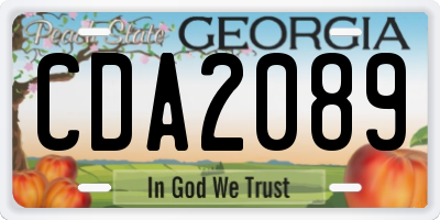 GA license plate CDA2089