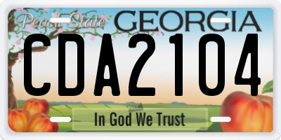 GA license plate CDA2104