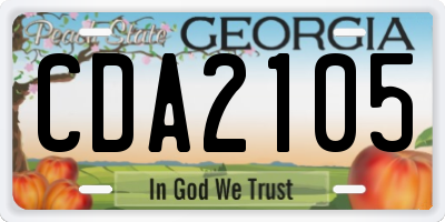 GA license plate CDA2105