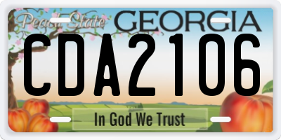 GA license plate CDA2106