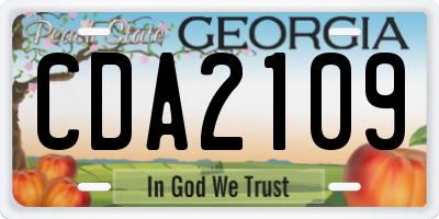 GA license plate CDA2109