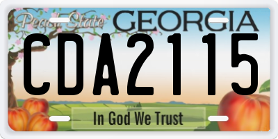 GA license plate CDA2115