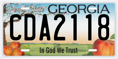 GA license plate CDA2118