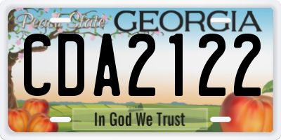 GA license plate CDA2122