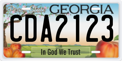 GA license plate CDA2123