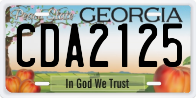 GA license plate CDA2125