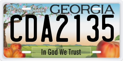 GA license plate CDA2135