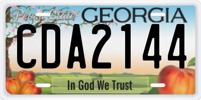 GA license plate CDA2144