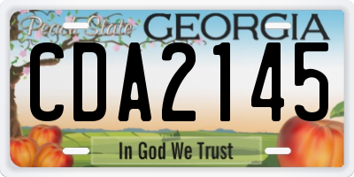 GA license plate CDA2145