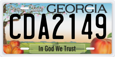 GA license plate CDA2149