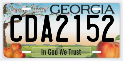 GA license plate CDA2152