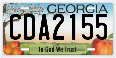 GA license plate CDA2155