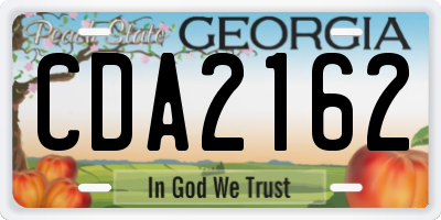 GA license plate CDA2162