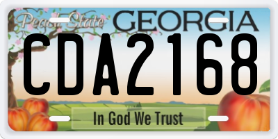 GA license plate CDA2168