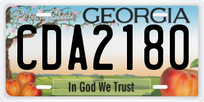 GA license plate CDA2180