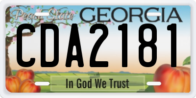 GA license plate CDA2181