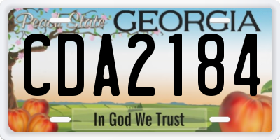 GA license plate CDA2184