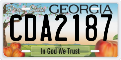 GA license plate CDA2187