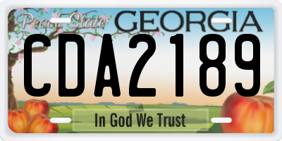 GA license plate CDA2189