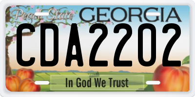 GA license plate CDA2202