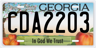 GA license plate CDA2203