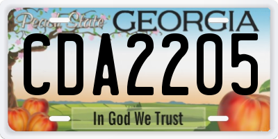 GA license plate CDA2205