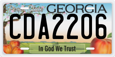 GA license plate CDA2206