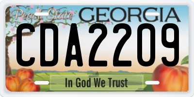 GA license plate CDA2209