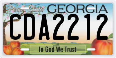 GA license plate CDA2212