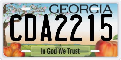 GA license plate CDA2215