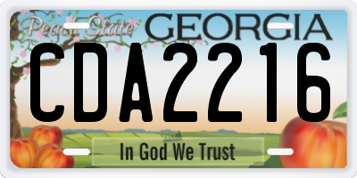 GA license plate CDA2216
