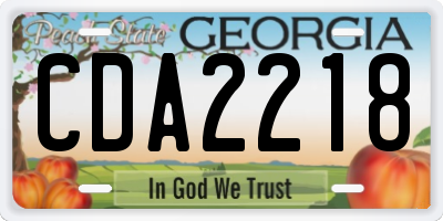 GA license plate CDA2218