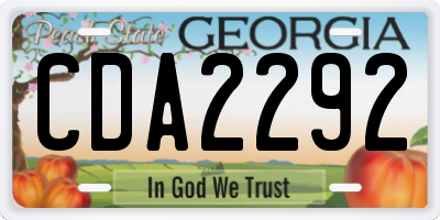 GA license plate CDA2292