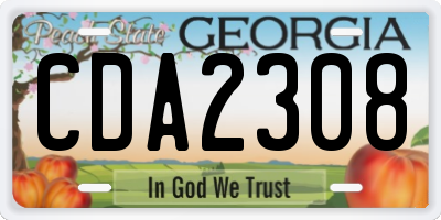 GA license plate CDA2308