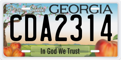 GA license plate CDA2314