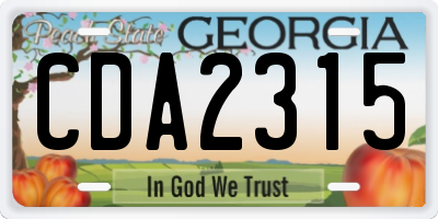GA license plate CDA2315