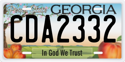 GA license plate CDA2332