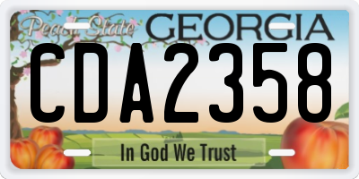 GA license plate CDA2358