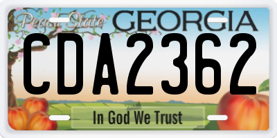 GA license plate CDA2362