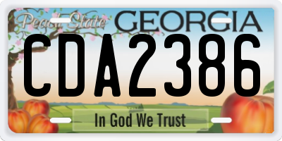 GA license plate CDA2386
