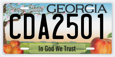 GA license plate CDA2501