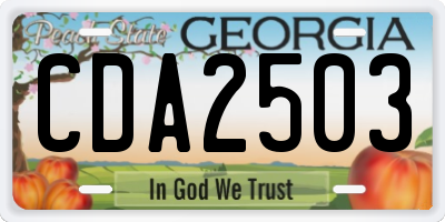GA license plate CDA2503