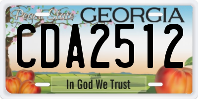 GA license plate CDA2512
