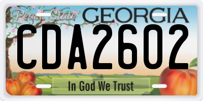 GA license plate CDA2602