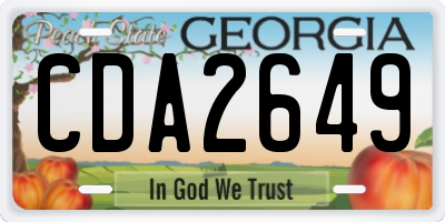 GA license plate CDA2649