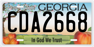 GA license plate CDA2668
