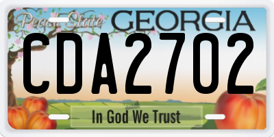 GA license plate CDA2702
