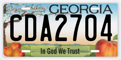 GA license plate CDA2704