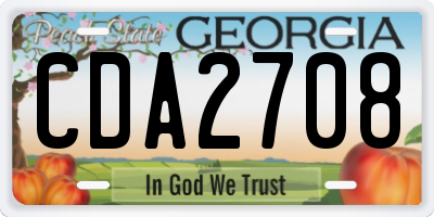 GA license plate CDA2708
