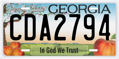 GA license plate CDA2794